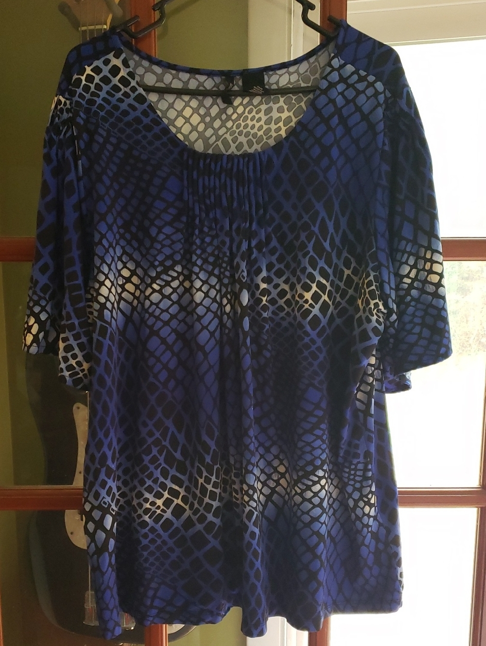 Blue Printed Women’s Scoop Neck Top